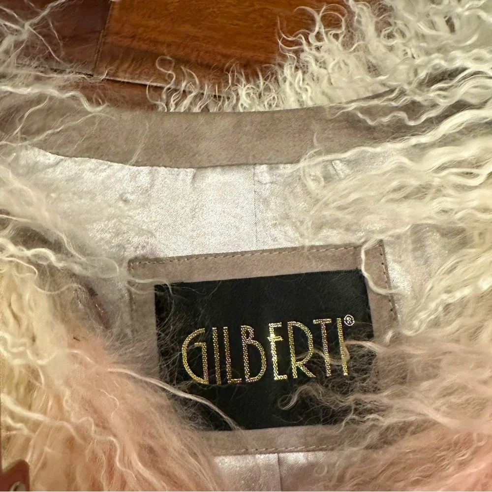 Gilberti Fur company Real Lamb Shaggy Wool Pink Gray and White Vest - Picture 5 of 8